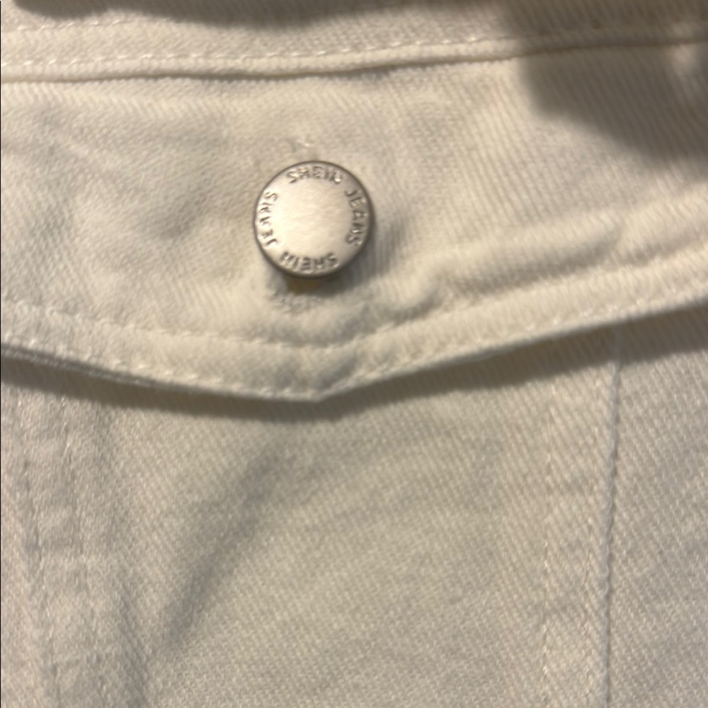 SHEIN White Jean Jacket Collared Button-Front - Picture 3 of 4
